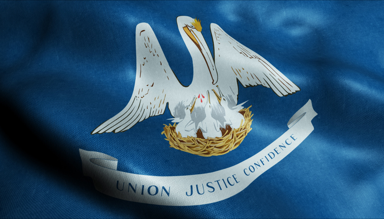 3D Illustration of a waving flag of Louisiana