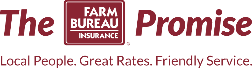 The Farm Bureau Promise logo. Local People. Great Rates. Friendly Service.